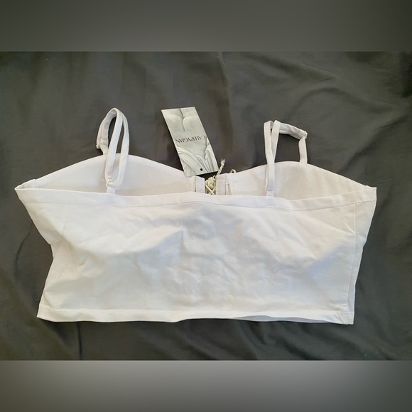 CALLIPYGIAN TIE FRONT BRA CROP TOP (WHITE) - Picture 2 of 6